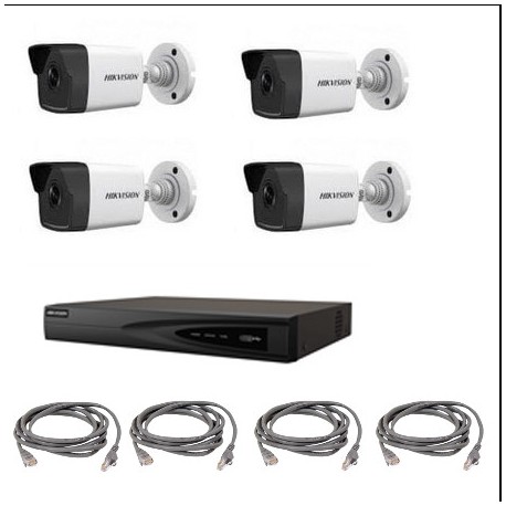 Hikvision Kit vidéosurveillance - Enregistreur IP POE 4 voies 4 caméras 2 Mégapixels