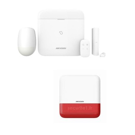 Hikvision DS-PWA96 AX Pro -  Kit Alarme Pro WIFI IP 3G/4G sirène extérieure rouge