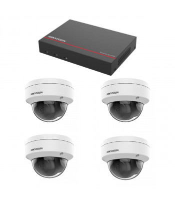 Kit vidéo surveillance Hikvision - Enregistreur DS-7104NI-Q1/4P disque dur SSD 1 To 4 dômes 4 mégapixels